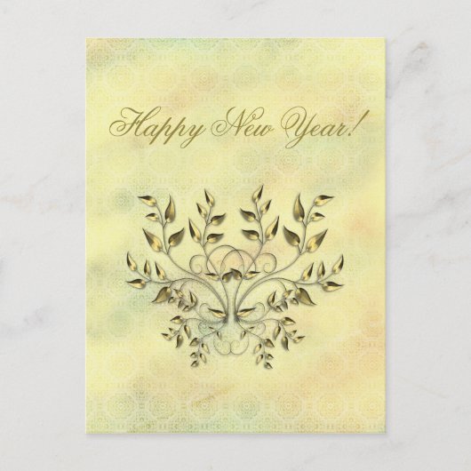 Cartes Pour Fêtes Annuelles Feuilles d'or sur branches (Devant)