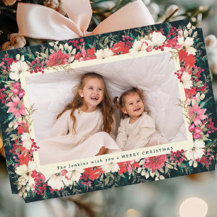 Cartes Pour Fêtes Annuelles feuilleté classique floral de noël pétoncle botani