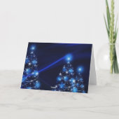 Cartes Pour Fêtes Annuelles Feux d'arbre de Noël bleu (Dos)