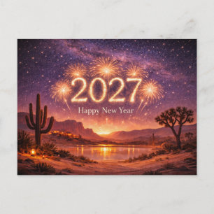 Cartes Pour Fêtes Annuelles Feux d'artifice dorés Célébration du ciel nocturne