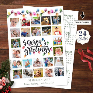 Cartes Pour Fêtes Annuelles Feux de Noël 24 Collage de photos Calendrier 2026