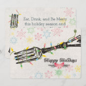 Cartes Pour Fêtes Annuelles Feux de Noël fourche chef restauration restaurant (Devant / Derrière)