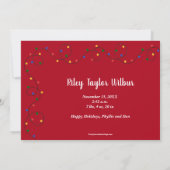 Cartes Pour Fêtes Annuelles Feux de Noël Photo de naissance Annonces (Dos)