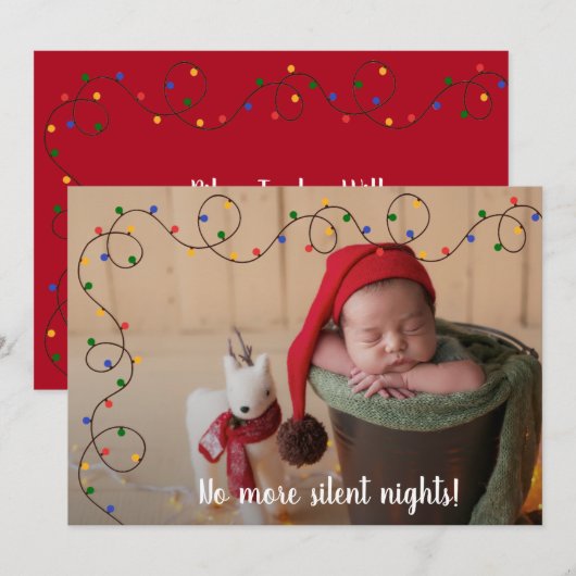 Cartes Pour Fêtes Annuelles Feux de Noël Photo de naissance Annonces (Devant / Derrière)