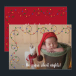 Cartes Pour Fêtes Annuelles Feux de Noël Photo de naissance Annonces<br><div class="desc">Un brin de lumières rouges, vertes, jaunes et bleues des arbres de Noël et votre photo préférée de nouveau-né sur le devant, les statistiques de votre bébé et votre famille saluant en lettres chic sur le dos. **Mise en page VERTICALE faite pour vous dans notre magasin. Sélectionnez Matte pour le...</div>