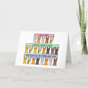 Cartes Pour Fêtes Annuelles Février 24 Anniversaire Cartoon Cats