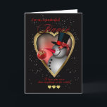 Cartes Pour Fêtes Annuelles Fiance Christmas Card - Snowman In Heart<br><div class="desc">Fiance Christmas Card - Snowman In Heart</div>