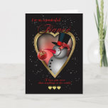 Cartes Pour Fêtes Annuelles Fiance Christmas Card - Snowman In Heart<br><div class="desc">Fiance Christmas Card - Snowman In Heart</div>