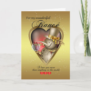 Cartes Pour Fêtes Annuelles Fiance Christmas Card - Snowman In Heart
