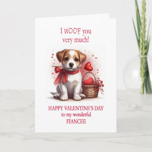 Cartes Pour Fêtes Annuelles Fiancée I Woof You Valentine's Day Puppy Chien