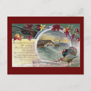 Cartes Pour Fêtes Annuelles Fiddle, Turkeys et Grange Thanksgiving Vintage
