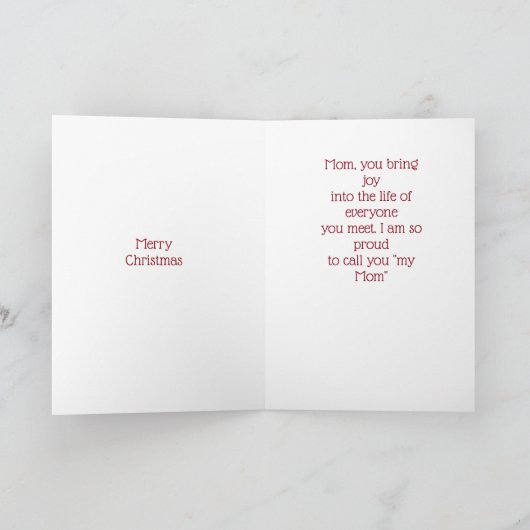 CARTES POUR FÊTES ANNUELLES FIER DE VOUS APPELER MA ****MÈRE*** NOËL (Intérieur)