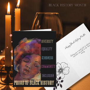 Cartes Pour Fêtes Annuelles Fière de l'histoire noire aquarelle pliée pour la