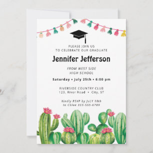 Cartes Pour Fêtes Annuelles Fiesta Graduation Cactus Party