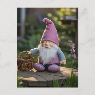 Cartes Pour Fêtes Annuelles Figurine de gnome en peluche avec panier tressé en