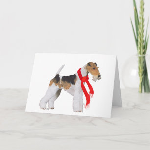 Cartes Pour Fêtes Annuelles Fil Fox Terrier dans un Écarf