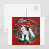 Cartes Pour Fêtes Annuelles Fil Fox Terrier Noël (Devant / Derrière)
