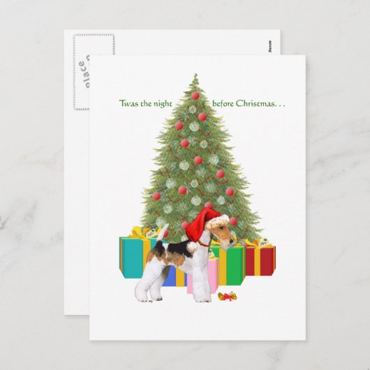 Cartes Pour Fêtes Annuelles Fil Fox Terrier Noël (Devant / Derrière)