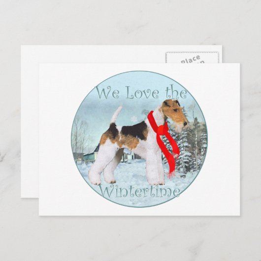 Cartes Pour Fêtes Annuelles Fil Fox Terrier Noël (Devant / Derrière)