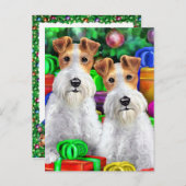 Cartes Pour Fêtes Annuelles Fil Fox Terrier Offres ouvertes Noël (Devant / Derrière)