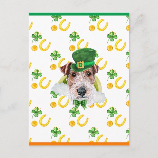 Cartes Pour Fêtes Annuelles Fil Fox Terrier Shamrock St. Patricks Day (Devant)