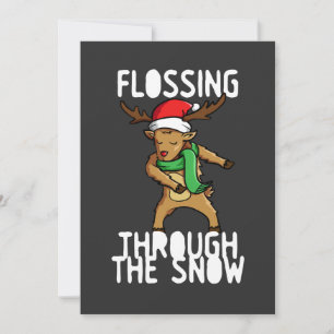 Cartes Pour Fêtes Annuelles Filant Dans La Neige Rudolph Renne De Noël