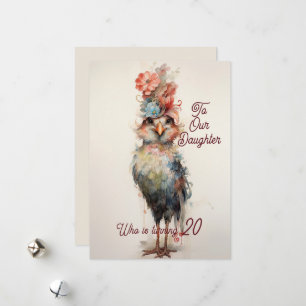 Cartes Pour Fêtes Annuelles Fille 20e anniversaire Abstrait poulet