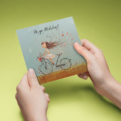 Cartes Pour Fêtes Annuelles Fille à vélo, personnalisable