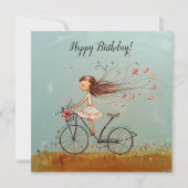 Cartes Pour Fêtes Annuelles Fille à vélo, personnalisable (Devant)