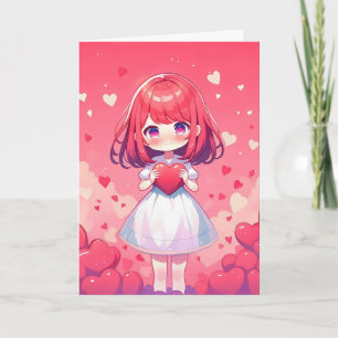 Cartes Pour Fêtes Annuelles Fille Anime Chibi Love