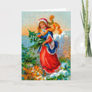 Cartes Pour Fêtes Annuelles Fille avec arbre de Noël