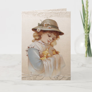 Cartes Pour Fêtes Annuelles Fille avec bébé canettes