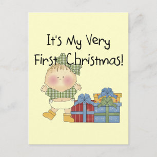 Cartes Pour Fêtes Annuelles Fille avec cadeaux 1er Noël T-shirts et cadeaux