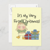 Cartes Pour Fêtes Annuelles Fille avec cadeaux 1er Noël Tshirts et Cadeaux (Devant / Derrière)