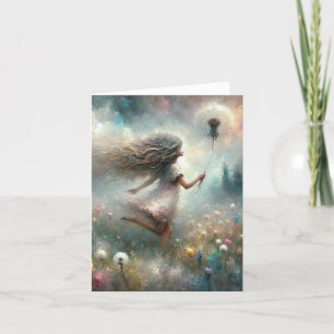 Cartes Pour Fêtes Annuelles Fille Avec Dandelion Fluffy
