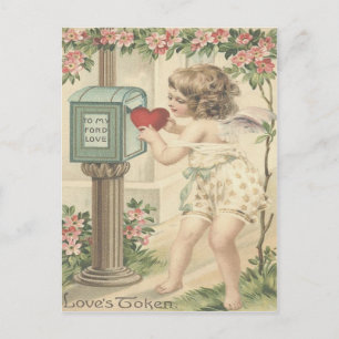 Cartes Pour Fêtes Annuelles Fille Cherub Coeur Cupidon Boîte aux lettres Valen