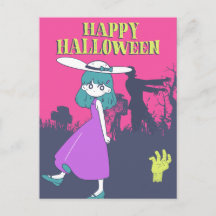 Fille d'anime dans l'apocalypse zombie Joyeux Hall