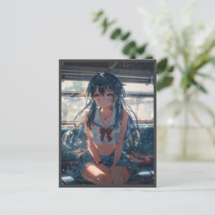 Cartes Pour Fêtes Annuelles Fille d'anime dans un train