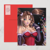 Cartes Pour Fêtes Annuelles Fille d'anime de Noël (Devant / Derrière)