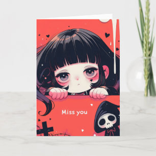 Cartes Pour Fêtes Annuelles Fille d'anime effrayante vous manque