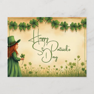 Cartes Pour Fêtes Annuelles Fille de la Saint-Patrick avec des trèfles
