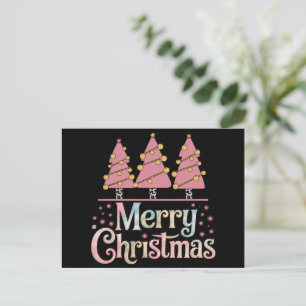Cartes Pour Fêtes Annuelles Fille de l'hiver des Fêtes de Noël de l'arbre rose