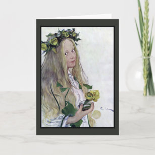 Cartes Pour Fêtes Annuelles Fille de Lucia de Suédois tenant la fleur
