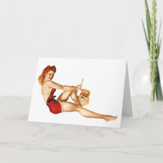Cartes Pour Fêtes Annuelles Fille de Noël avec masque Père Noël