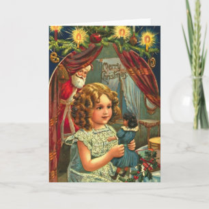 Cartes Pour Fêtes Annuelles Fille de Noël avec poupée