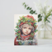 Cartes Pour Fêtes Annuelles Fille de Noël Custom 4 de 25 (Debout devant)