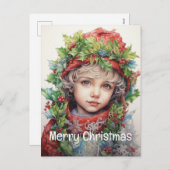 Cartes Pour Fêtes Annuelles Fille de Noël Custom 4 de 25 (Devant / Derrière)