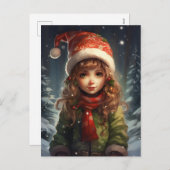 Cartes Pour Fêtes Annuelles Fille de Noël Elfe (Devant / Derrière)