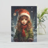 Cartes Pour Fêtes Annuelles Fille de Noël Elfe (Debout devant)