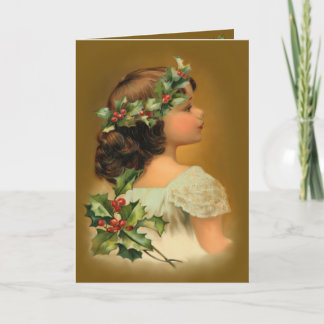 Cartes Pour Fêtes Annuelles Fille de Noël Holly